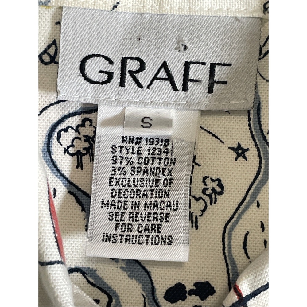 Vintage GRAFF Cropped Embellished Jacket Nautical Coastal Doodle Print Women's S - Picture 11 of 15